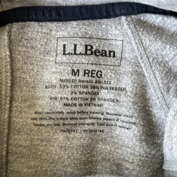 L.L.BEAN cozy pullover size M grey cowl neck cotton blend kangaroo pocket - Picture 4 of 4
